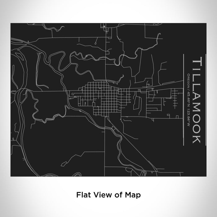 Rendered View of Tillamook Oregon Map Engraving on 20oz Stainless Steel Insulated Bottle with Bamboo Top in Black