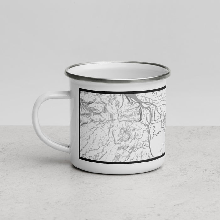 Left View Custom Tillamook Oregon Map Enamel Mug in Classic