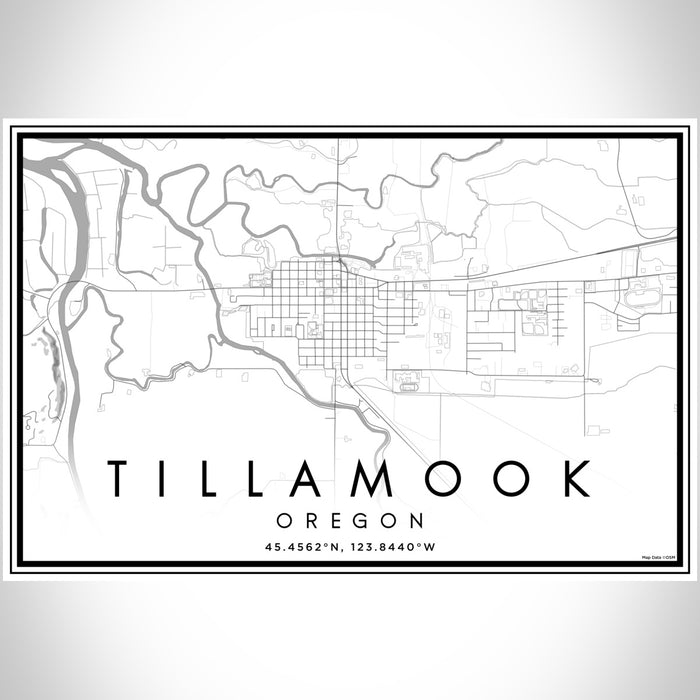 Tillamook Oregon Map Print Landscape Orientation in Classic Style With Shaded Background