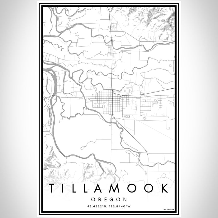 Tillamook Oregon Map Print Portrait Orientation in Classic Style With Shaded Background