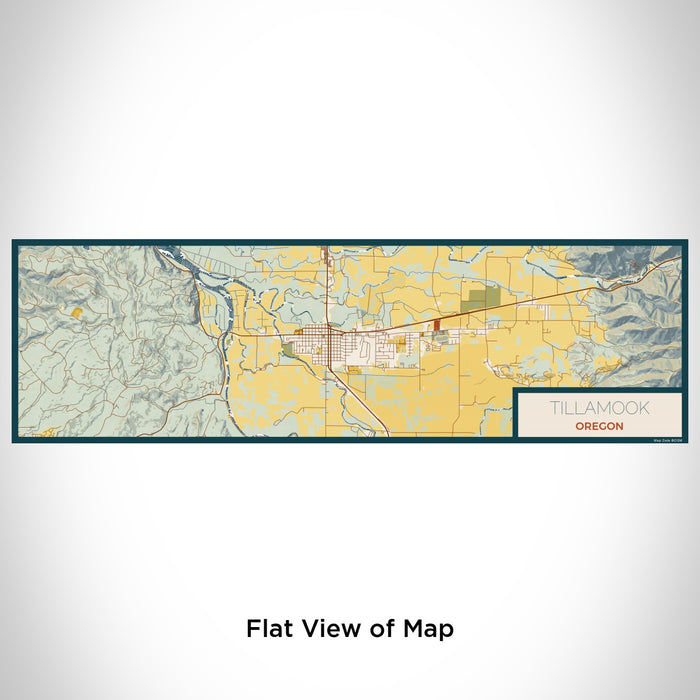 Flat View of Map Custom Tillamook Oregon Map Enamel Mug in Woodblock