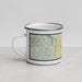 Left View Custom Tillamook Oregon Map Enamel Mug in Woodblock