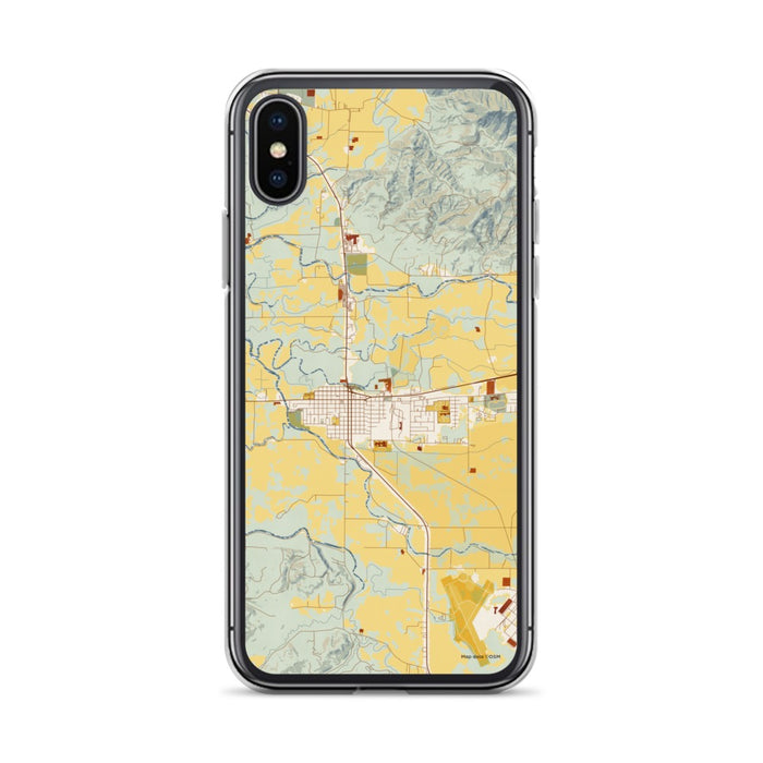 Custom iPhone X/XS Tillamook Oregon Map Phone Case in Woodblock