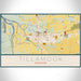 Tillamook Oregon Map Print Landscape Orientation in Woodblock Style With Shaded Background