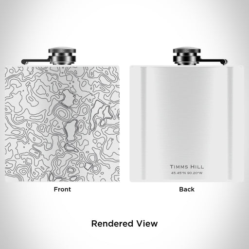 Rendered View of Timms Hill Wisconsin Map Engraving on 6oz Stainless Steel Flask in White