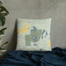 Custom Timms Hill Wisconsin Map Throw Pillow in Woodblock on Bedding Against Wall