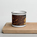 Front View Custom Toledo Ohio Map Enamel Mug in Ember on Cutting Board