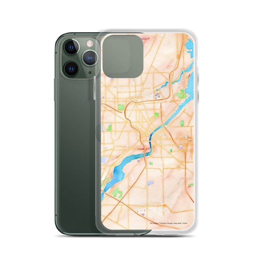 Custom Toledo Ohio Map Phone Case in Watercolor on Table with Laptop and Plant