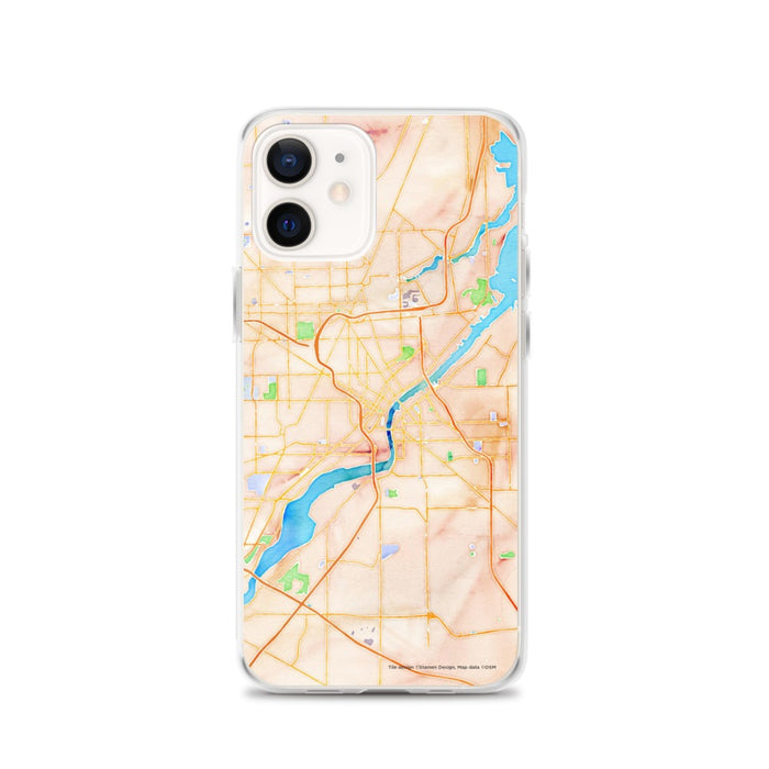 Custom Toledo Ohio Map iPhone 12 Phone Case in Watercolor