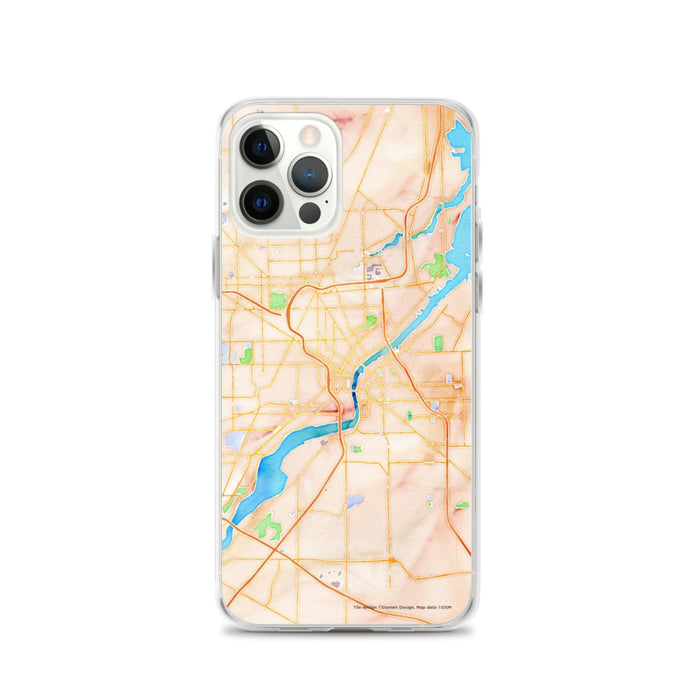 Custom Toledo Ohio Map iPhone 12 Pro Phone Case in Watercolor