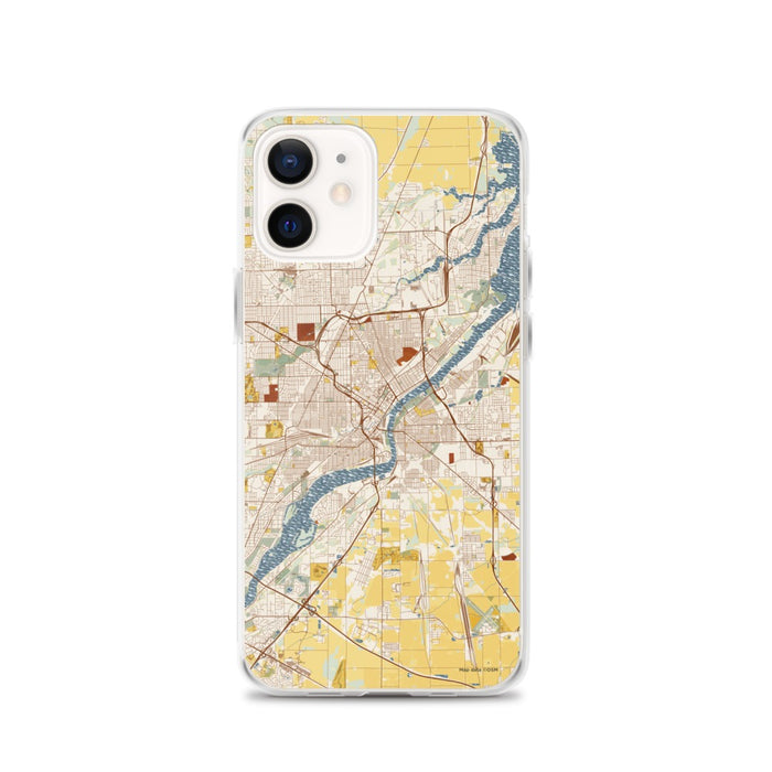 Custom Toledo Ohio Map iPhone 12 Phone Case in Woodblock