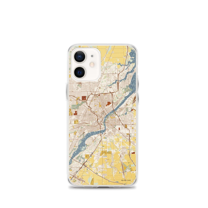Custom Toledo Ohio Map iPhone 12 mini Phone Case in Woodblock