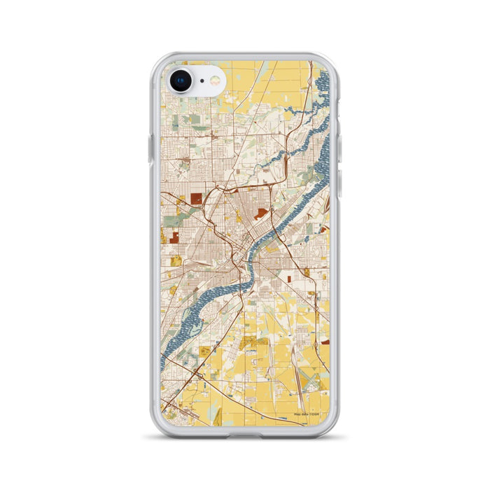 Custom Toledo Ohio Map iPhone SE Phone Case in Woodblock