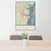 24x36 Toms River New Jersey Map Print Portrait Orientation in Woodblock Style Behind 2 Chairs Table and Potted Plant