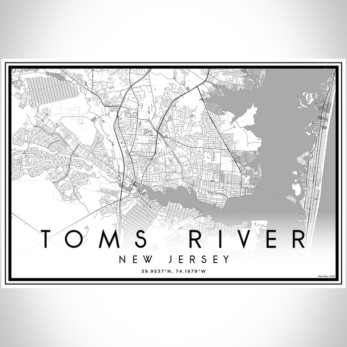 Toms River New Jersey Map Print Landscape Orientation in Classic Style With Shaded Background