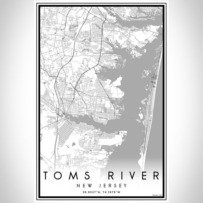 Toms River New Jersey Map Print Portrait Orientation in Classic Style With Shaded Background