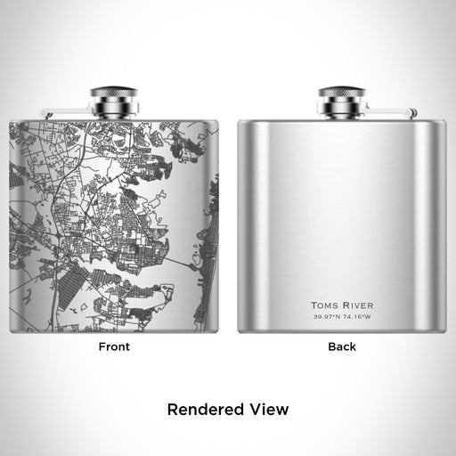 Rendered View of Toms River New Jersey Map Engraving on 6oz Stainless Steel Flask