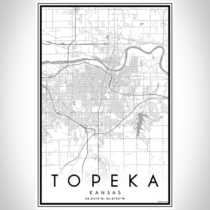 Topeka Kansas Map Print Portrait Orientation in Classic Style With Shaded Background