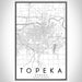 Topeka Kansas Map Print Portrait Orientation in Classic Style With Shaded Background