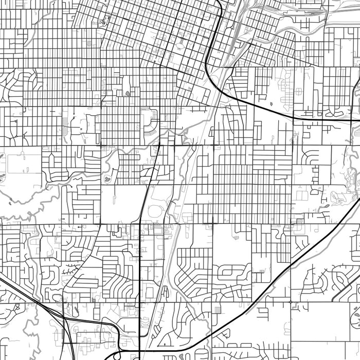Topeka Kansas Map Print in Classic Style Zoomed In Close Up Showing Details