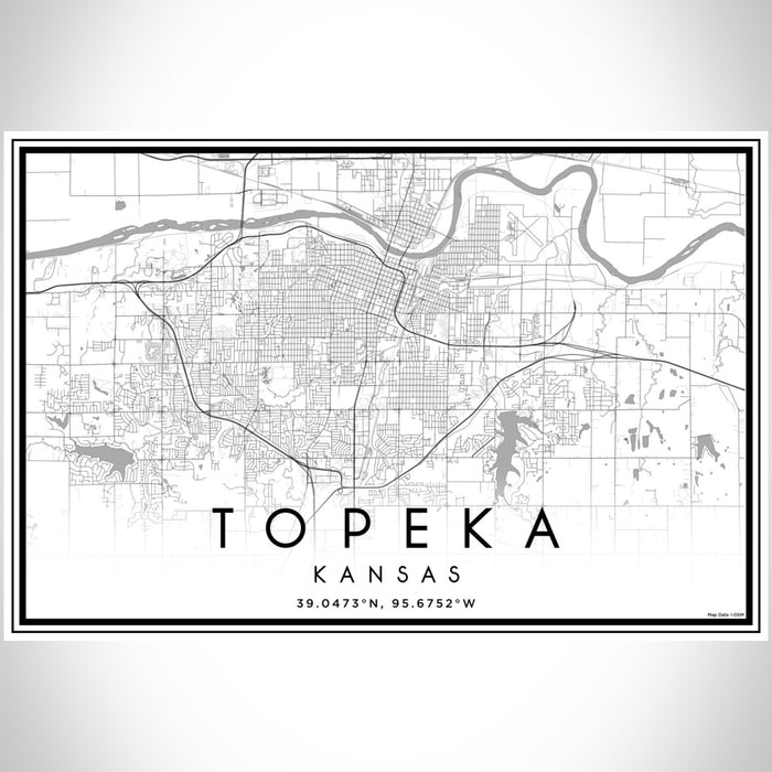 Topeka Kansas Map Print Landscape Orientation in Classic Style With Shaded Background