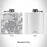 Rendered View of Topeka Kansas Map Engraving on 6oz Stainless Steel Flask in White