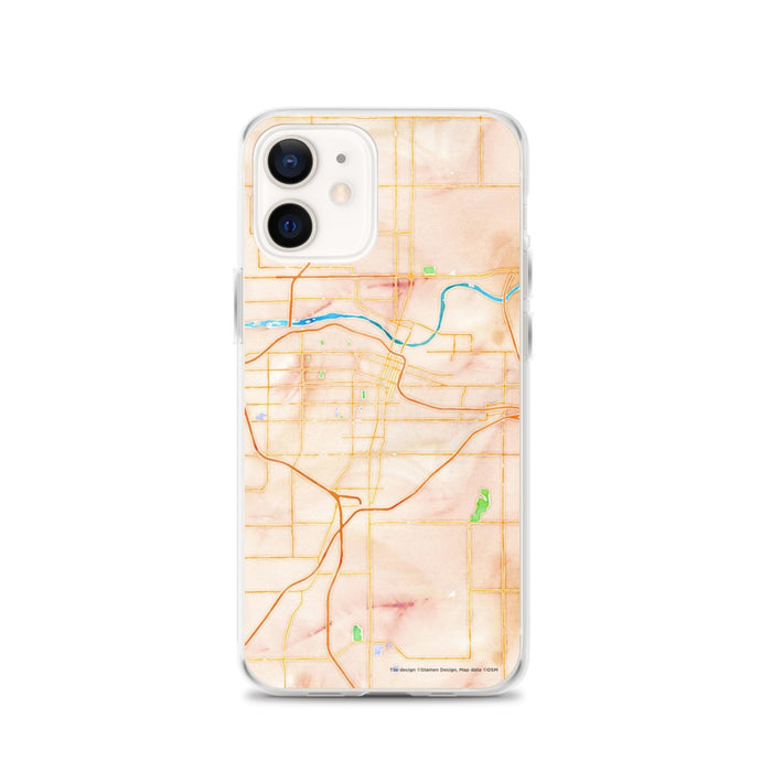 Custom Topeka Kansas Map iPhone 12 Phone Case in Watercolor