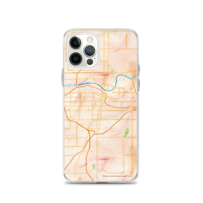 Custom Topeka Kansas Map iPhone 12 Pro Phone Case in Watercolor