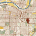Topeka Kansas Map Print in Woodblock Style Zoomed In Close Up Showing Details