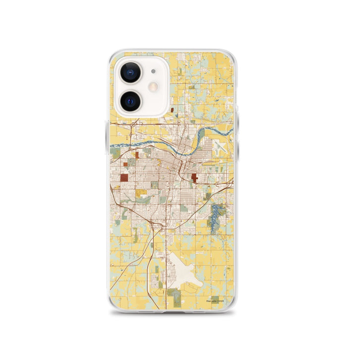 Custom Topeka Kansas Map iPhone 12 Phone Case in Woodblock