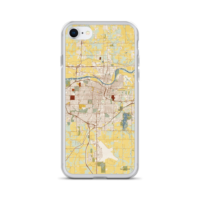 Custom Topeka Kansas Map iPhone SE Phone Case in Woodblock
