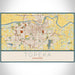 Topeka Kansas Map Print Landscape Orientation in Woodblock Style With Shaded Background