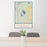 24x36 Topo Pines New Hampshire Map Print Portrait Orientation in Woodblock Style Behind 2 Chairs Table and Potted Plant