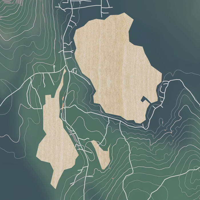 Topo Pines New Hampshire Map Print in Afternoon Style Zoomed In Close Up Showing Details
