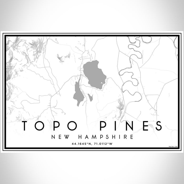 Topo Pines New Hampshire Map Print Landscape Orientation in Classic Style With Shaded Background
