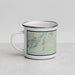 Left View Custom Topo Pines New Hampshire Map Enamel Mug in Woodblock
