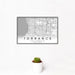 12x18 Torrance California Map Print Landscape Orientation in Classic Style With Small Cactus Plant in White Planter
