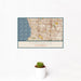 12x18 Torrance California Map Print Landscape Orientation in Woodblock Style With Small Cactus Plant in White Planter