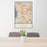 24x36 Torrance California Map Print Portrait Orientation in Woodblock Style Behind 2 Chairs Table and Potted Plant