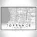 Torrance California Map Print Landscape Orientation in Classic Style With Shaded Background