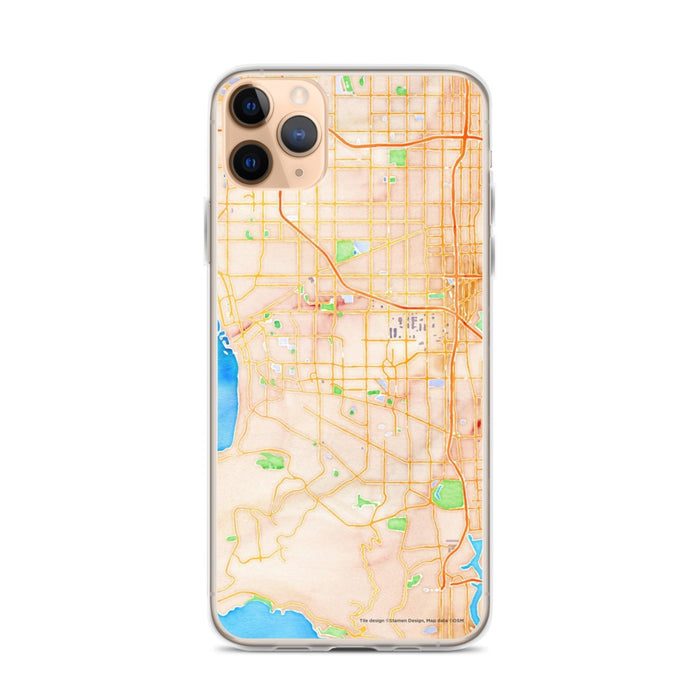 Custom iPhone 11 Pro Max Torrance California Map Phone Case in Watercolor
