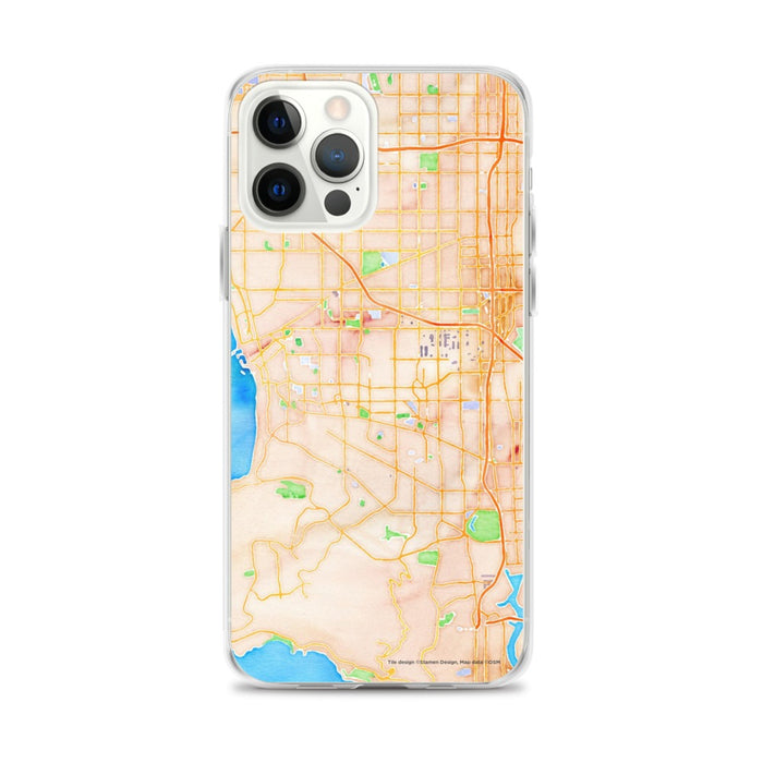 Custom iPhone 12 Pro Max Torrance California Map Phone Case in Watercolor
