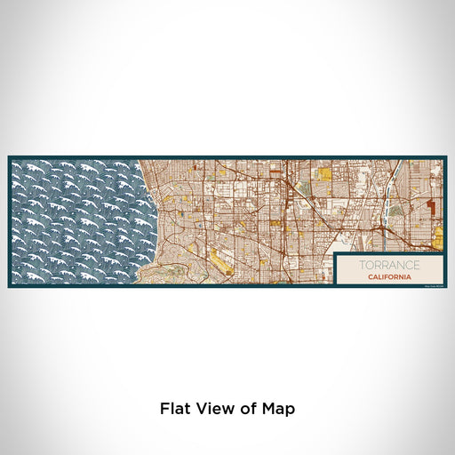 Flat View of Map Custom Torrance California Map Enamel Mug in Woodblock
