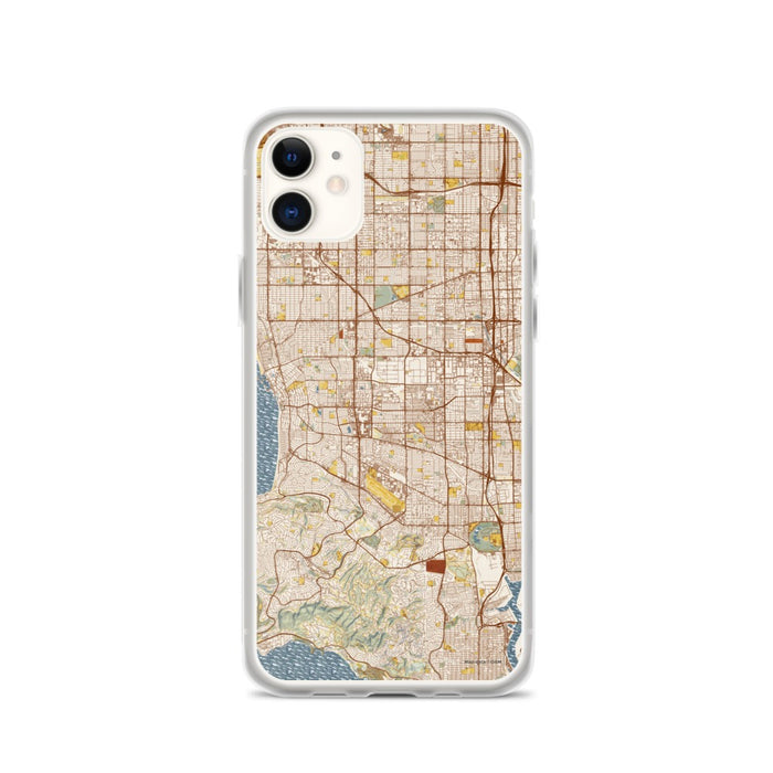 Custom iPhone 11 Torrance California Map Phone Case in Woodblock