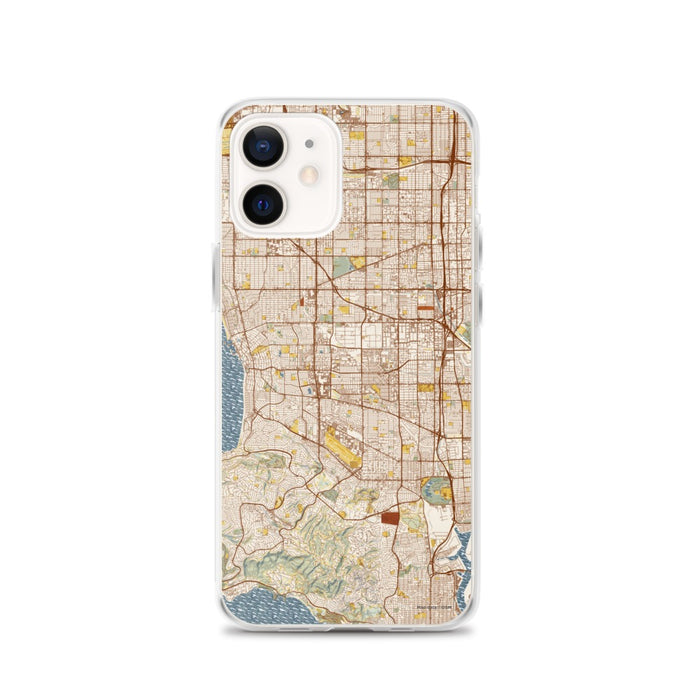 Custom iPhone 12 Torrance California Map Phone Case in Woodblock
