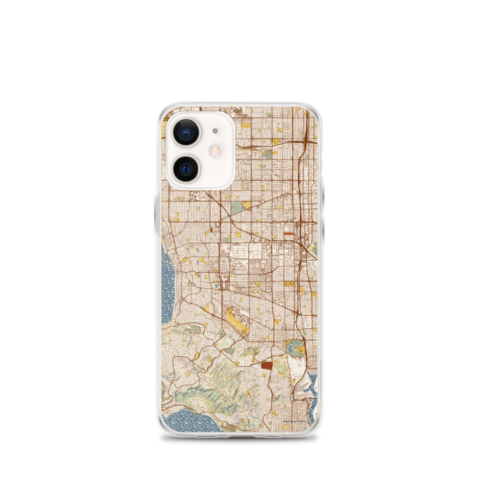 Custom iPhone 12 mini Torrance California Map Phone Case in Woodblock