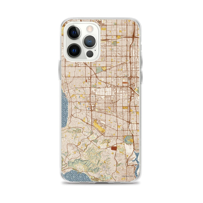 Custom iPhone 12 Pro Max Torrance California Map Phone Case in Woodblock