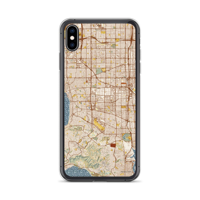 Custom iPhone XS Max Torrance California Map Phone Case in Woodblock