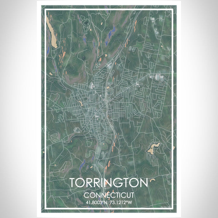 Torrington Connecticut Map Print Portrait Orientation in Afternoon Style With Shaded Background