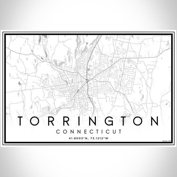 Torrington Connecticut Map Print Landscape Orientation in Classic Style With Shaded Background